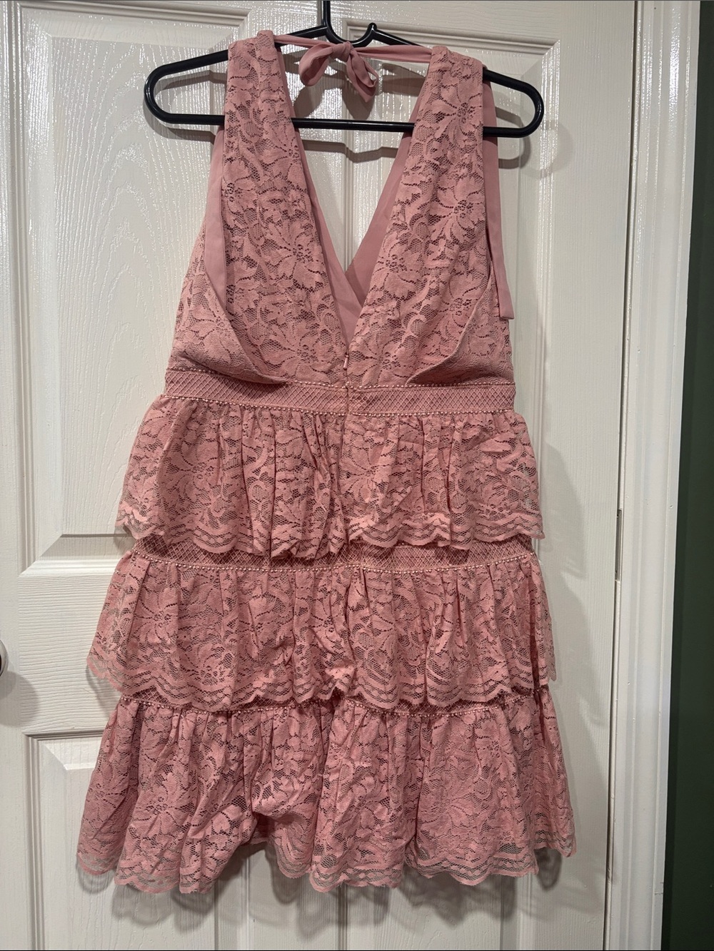 Bardot Dusty Pink Lace Halter Dress